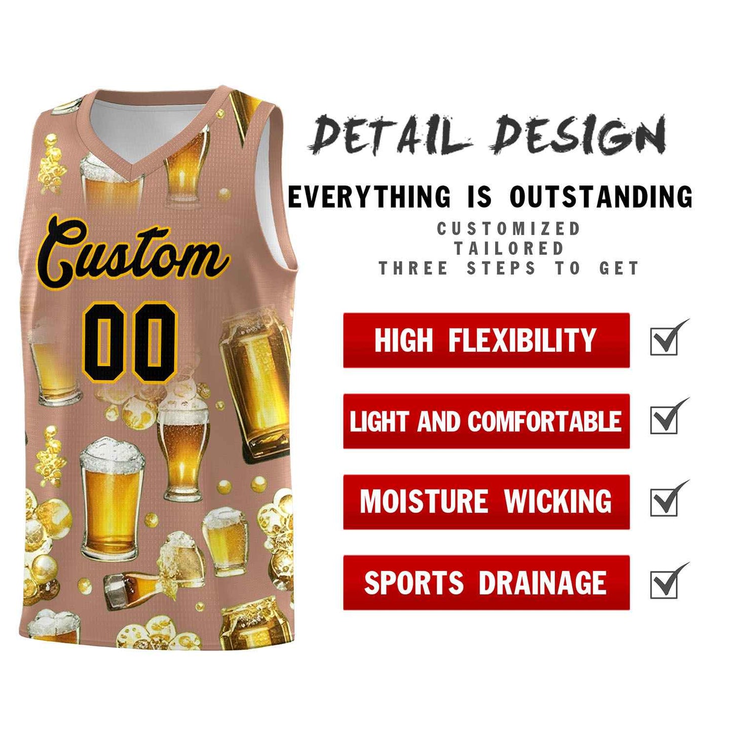 Custom Coffee National Beer Day Personalized Beer Bubble Basketball Jersey Limited