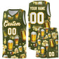 Custom Olive National Beer Day Personalized Beer Bubble Basketball Jersey