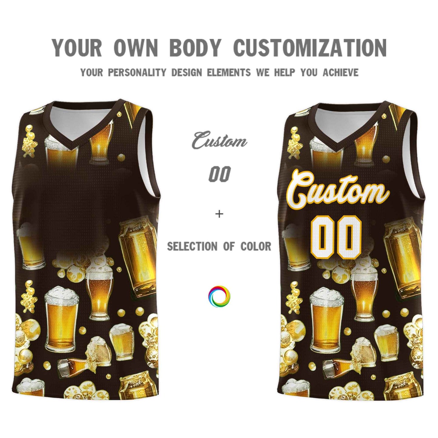 Custom Brown National Beer Day Personalized Beer Bubble Basketball Jersey Limited