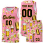 Custom Light Pink National Beer Day Personalized Beer Bubble Basketball Jersey