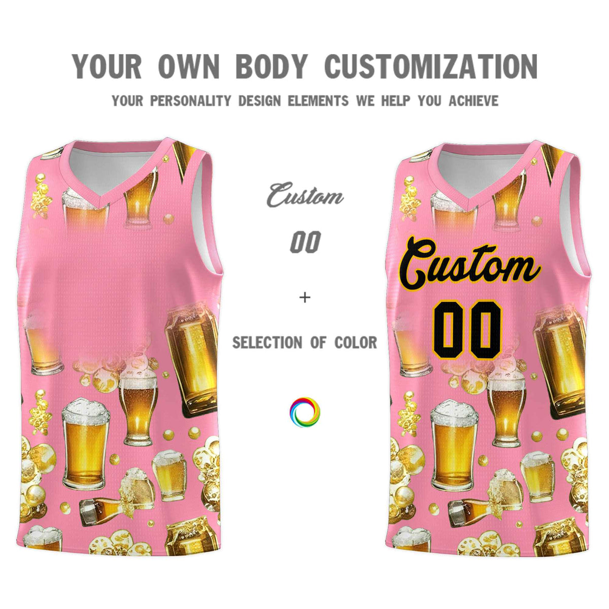 Custom Light Pink National Beer Day Personalized Beer Bubble Basketball Jersey Limited