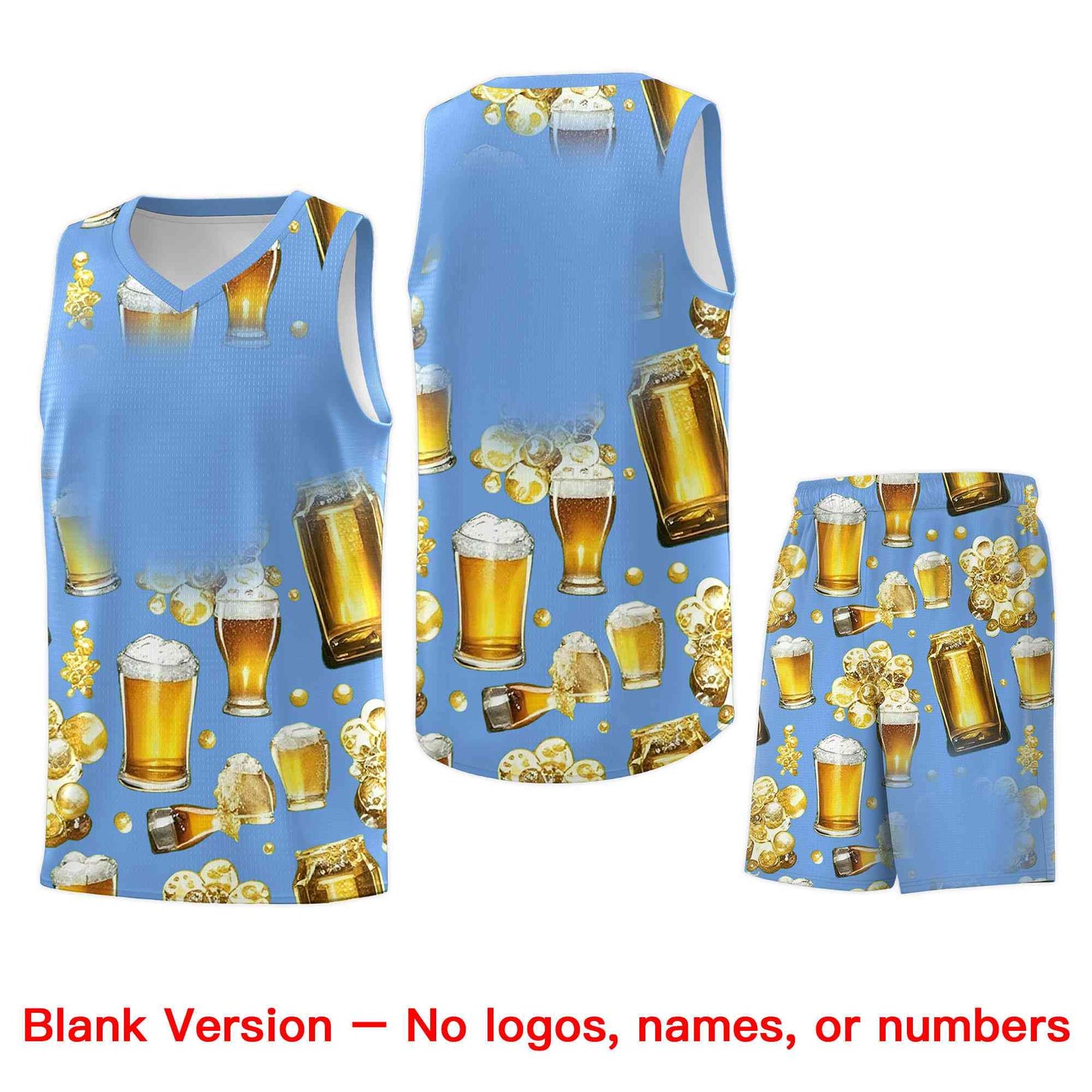 Custom Light Blue National Beer Day Personalized Beer Bubble Basketball Jersey Limited