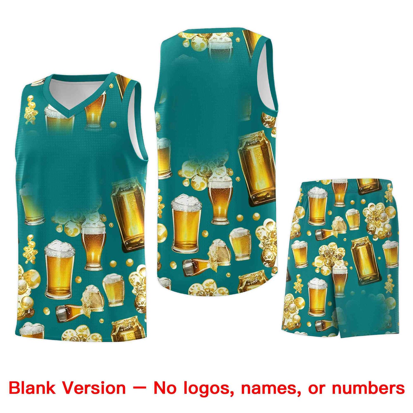 Custom Teal National Beer Day Personalized Beer Bubble Basketball Jersey Limited