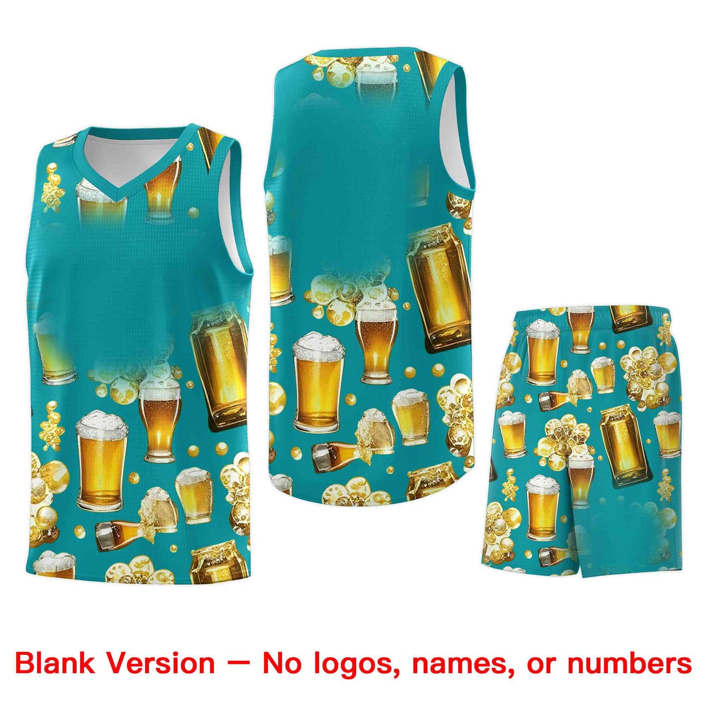 Custom Teal National Beer Day Personalized Beer Bubble Basketball Jersey Limited