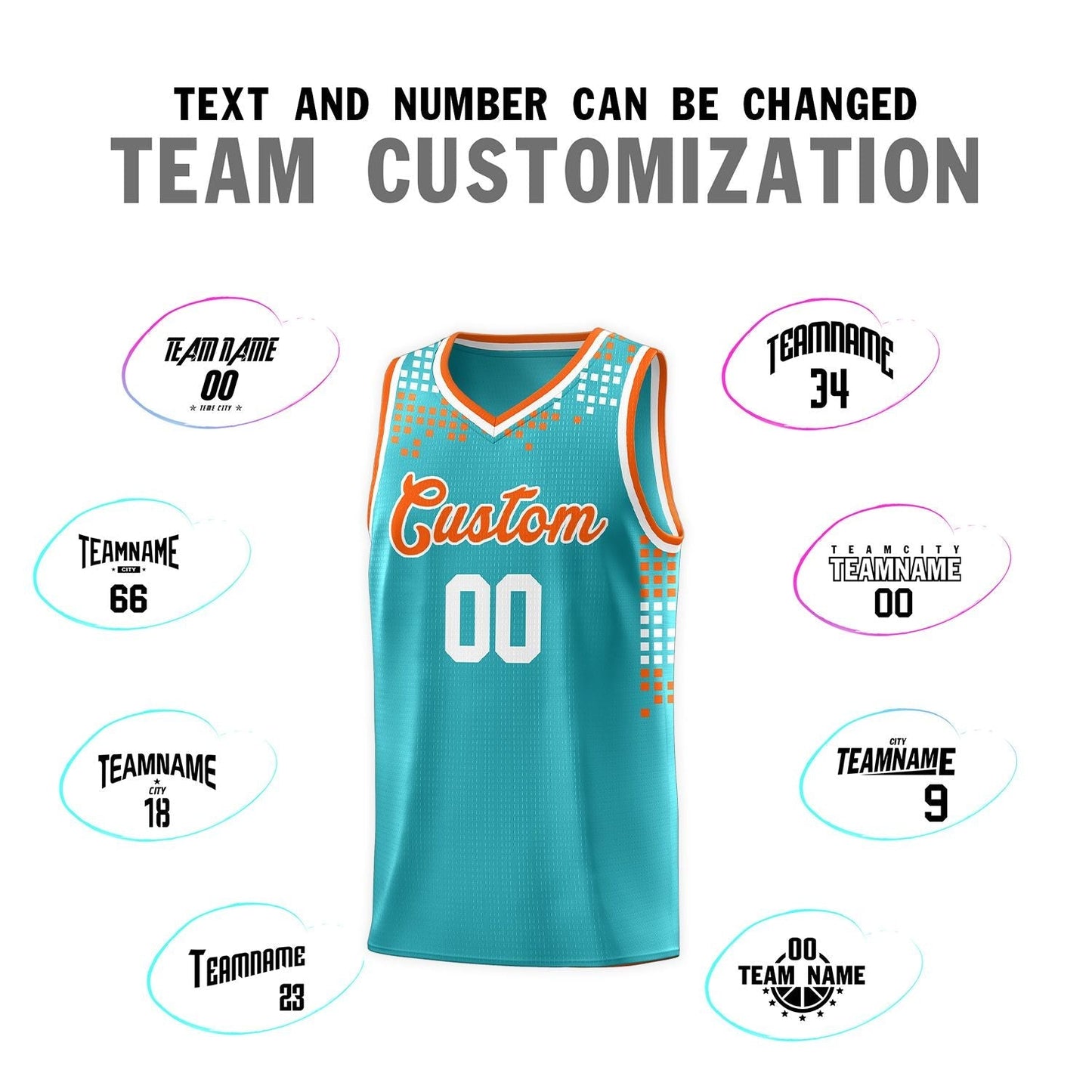 Custom Aqua Square Grid Graffiti Pattern Sports Uniform Basketball Jersey Limited