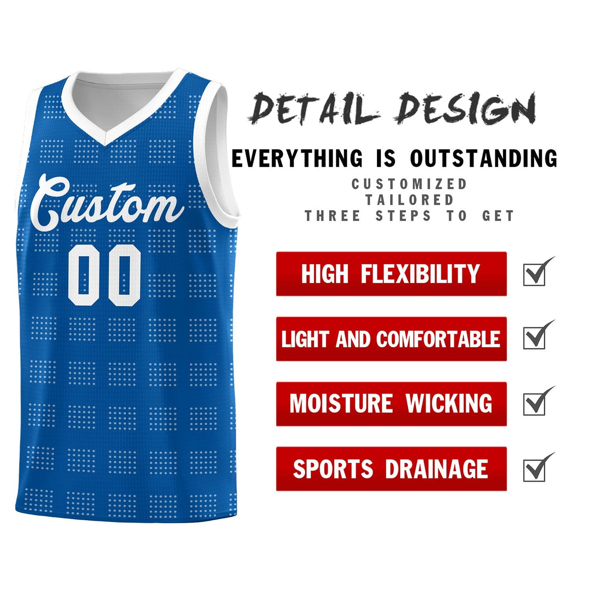Custom Royal White Trailblazer Dot Pattern Sports Uniform Basketball Jersey Limited