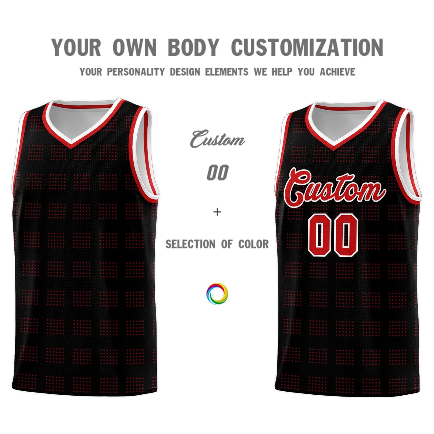 Custom Black Red Trailblazer Dot Pattern Sports Uniform Basketball Jersey Limited