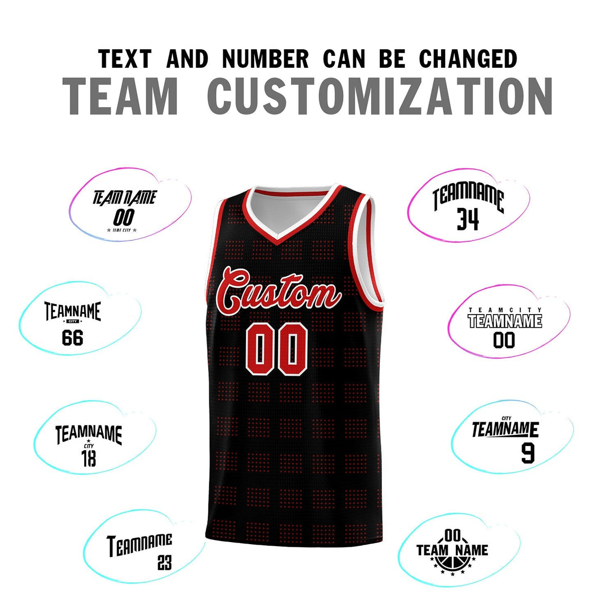 Custom Black Red Trailblazer Dot Pattern Sports Uniform Basketball Jersey Limited