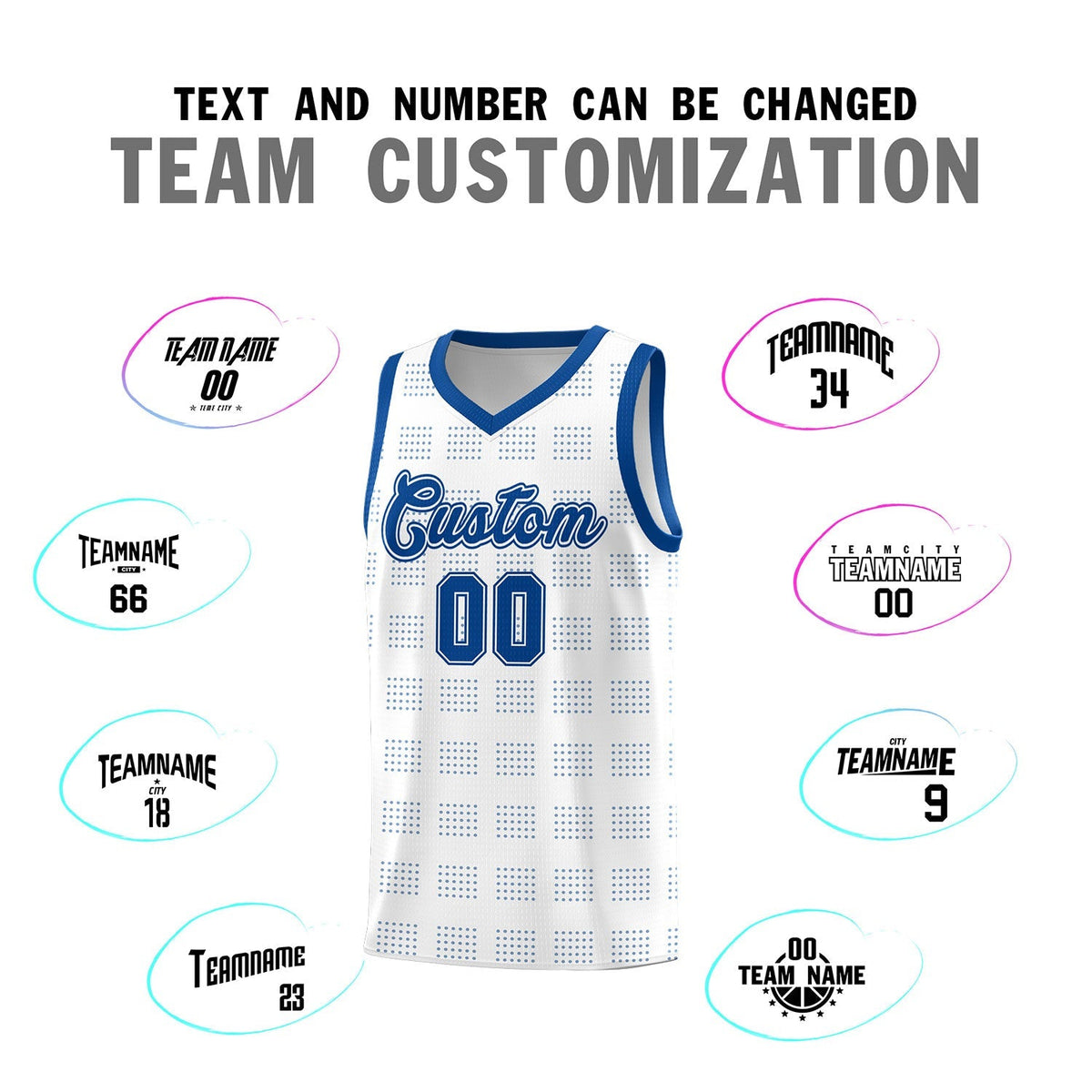 Custom White Royal Trailblazer Dot Pattern Sports Uniform Basketball Jersey Limited