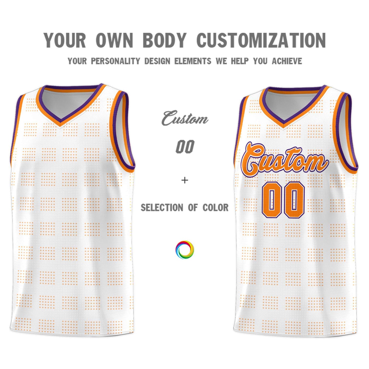 Custom White Orange Trailblazer Dot Pattern Sports Uniform Basketball Jersey Limited
