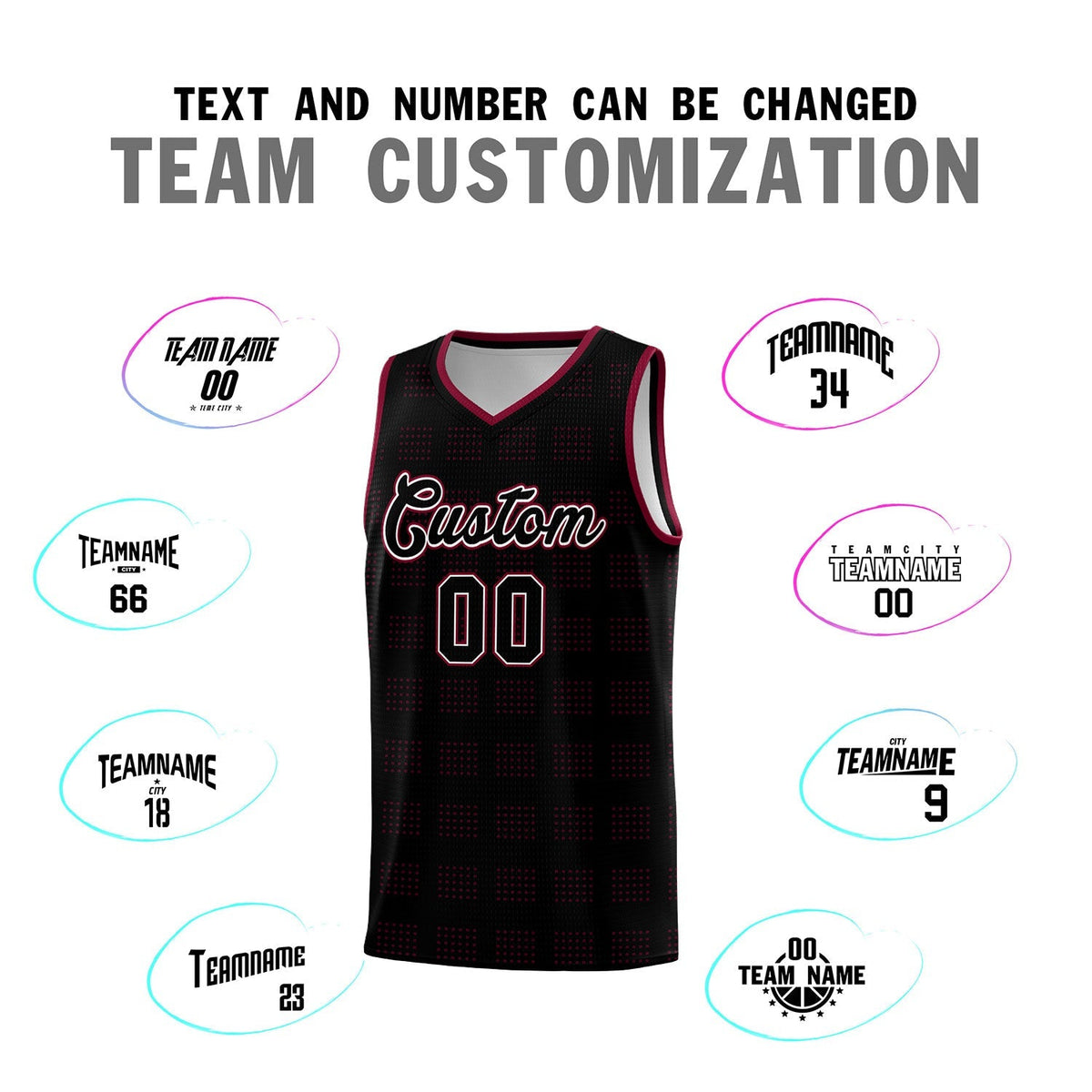 Custom Black Crimson Trailblazer Dot Pattern Sports Uniform Basketball Jersey Limited
