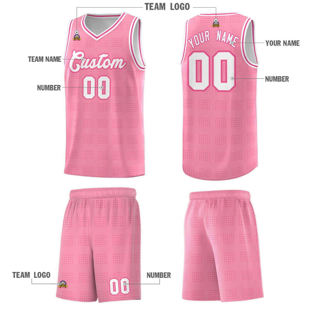 Custom Light Pink Pink Trailblazer Dot Pattern Sports Uniform Basketball Jersey Limited
