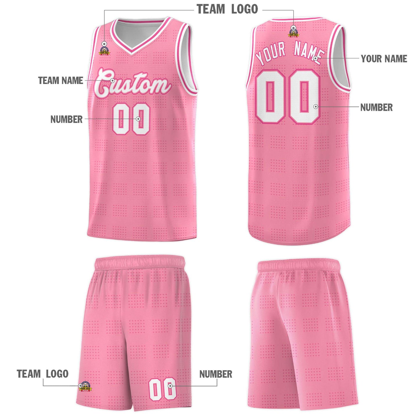 Custom Light Pink Pink Trailblazer Dot Pattern Sports Uniform Basketball Jersey Limited