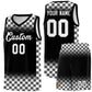 Custom Black White Classic Plaid Pattern Sports Uniform Basketball Jersey