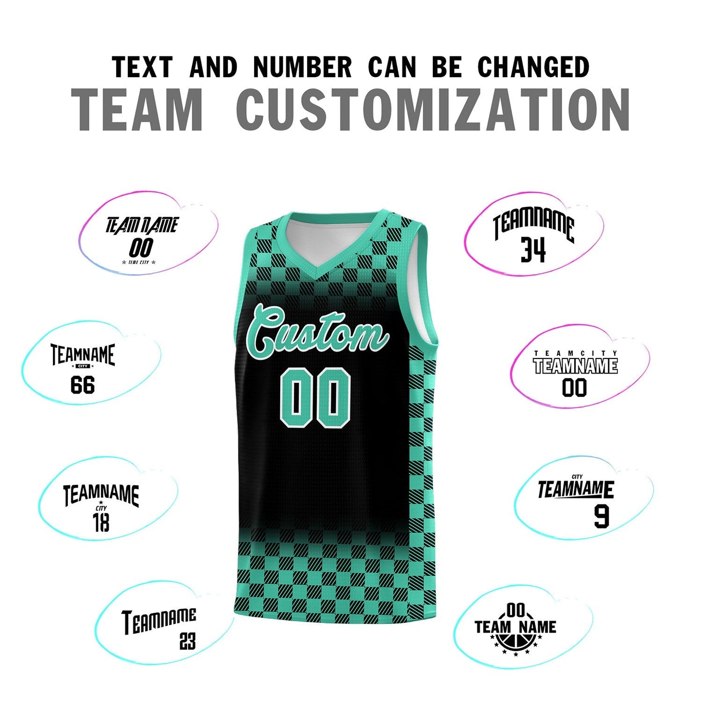 Custom Black Bright Green Classic Plaid Pattern Sports Uniform Basketball Jersey Limited