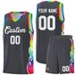 Custom Dark Gray Side Flame Pattern Fashion Sports Uniform Basketball Jersey