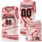 Custom White Red Graffiti Pattern Fluids Style Sports Uniform Basketball Jersey Sets