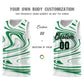 Custom White Kelly Green Graffiti Pattern Fluids Style Sports Uniform Basketball Jersey Sets Limited