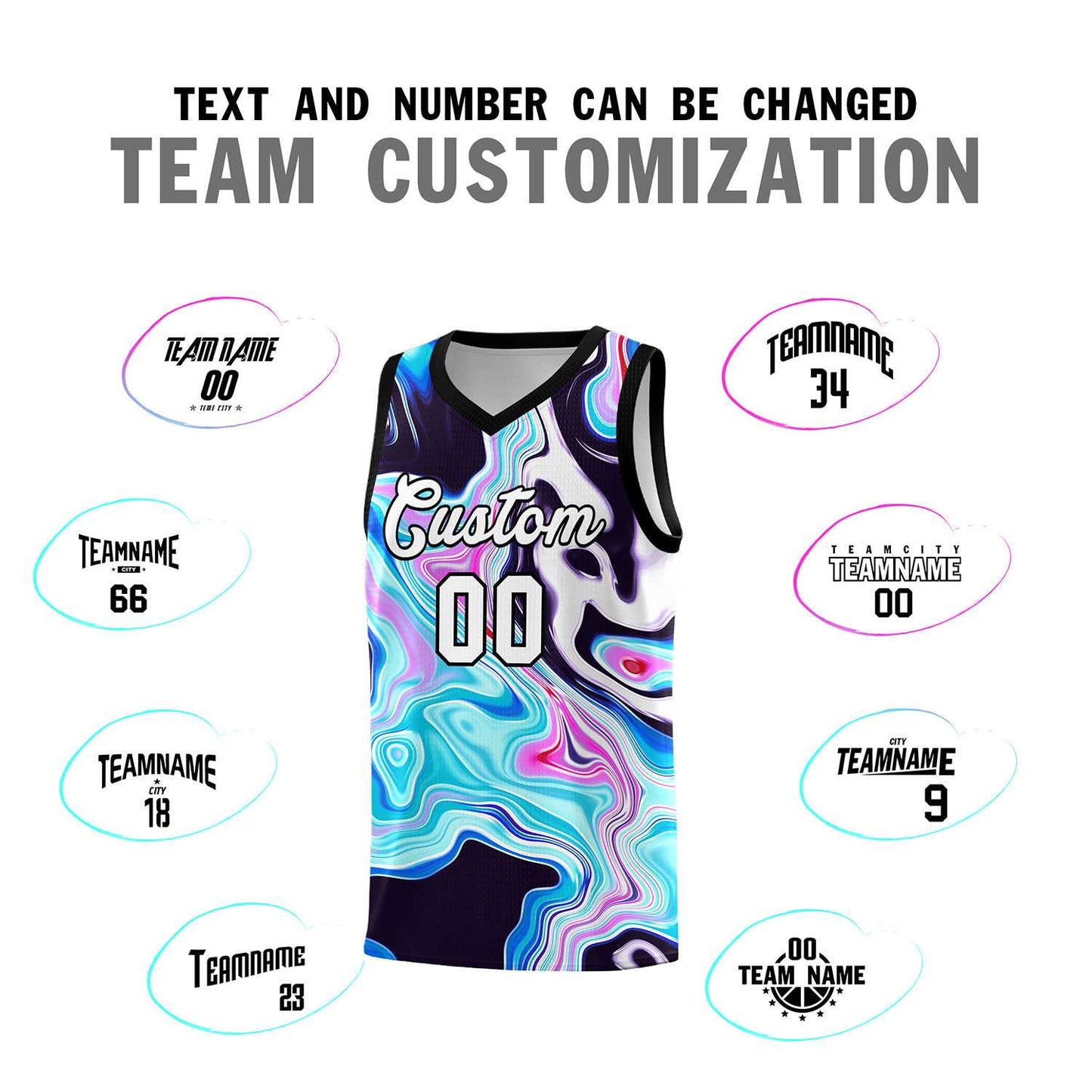 Custom Black Fluid Painting Pattern Sports Uniform Basketball Jersey Limited
