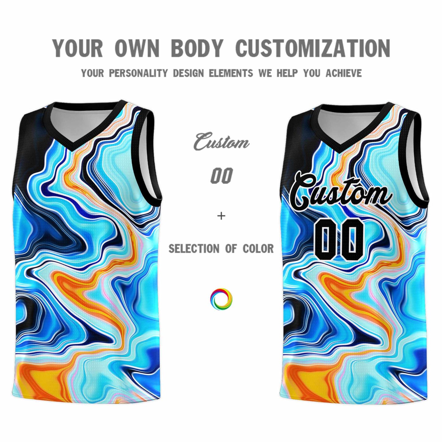 Custom Black Fluid Painting Pattern Sports Uniform Basketball Jersey Limited