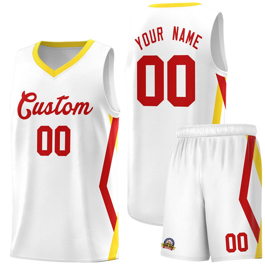 Custom White Side Rhombus Graffiti Pattern Sets Basketball Jersey