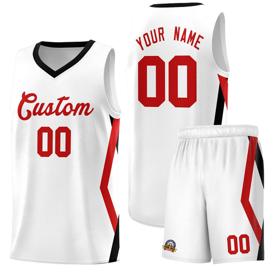 Custom White Side Rhombus Graffiti Pattern Sets Basketball Jersey