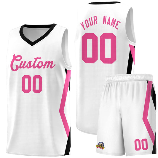 Custom White Side Rhombus Graffiti Pattern Sets Basketball Jersey
