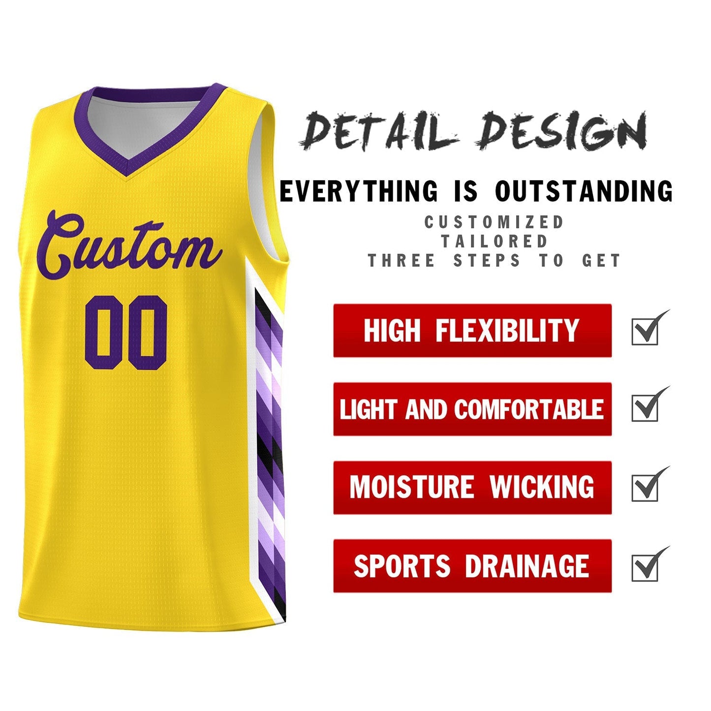 Custom Gold Mosaic Gradient Fashion Sports Uniform Basketball Jersey Limited
