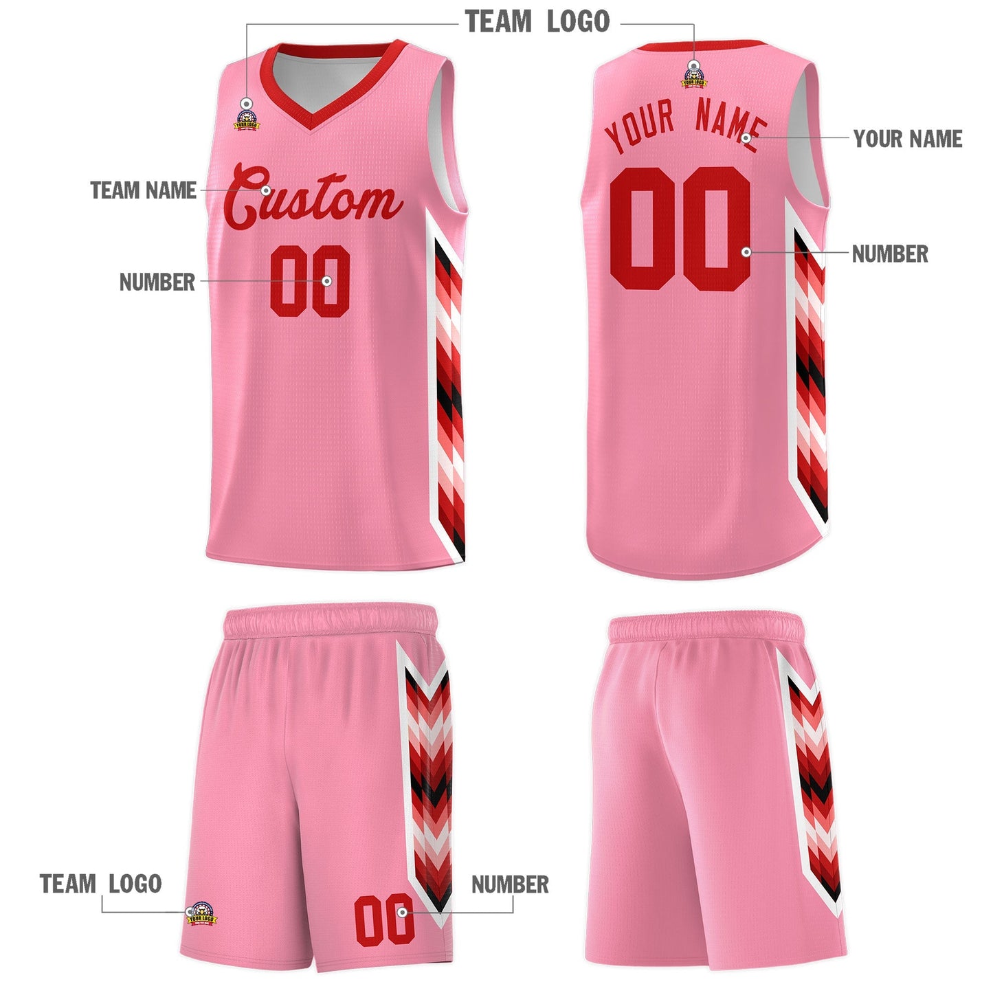 Custom Light Pink Mosaic Gradient Fashion Sports Uniform Basketball Jersey Limited