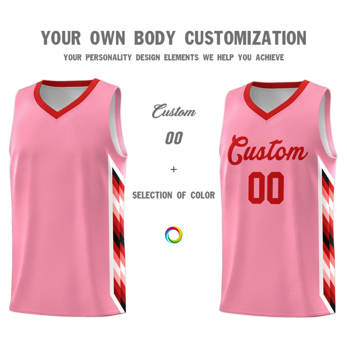 Custom Light Pink Mosaic Gradient Fashion Sports Uniform Basketball Jersey Limited