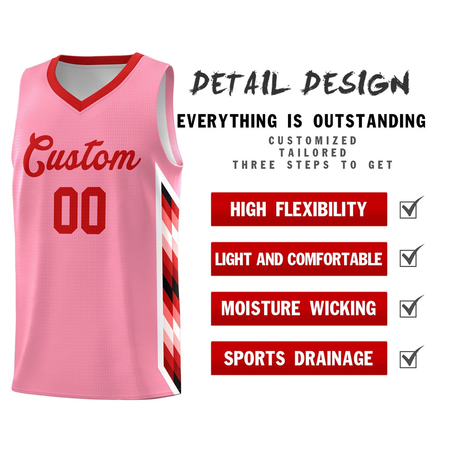 Custom Light Pink Mosaic Gradient Fashion Sports Uniform Basketball Jersey Limited