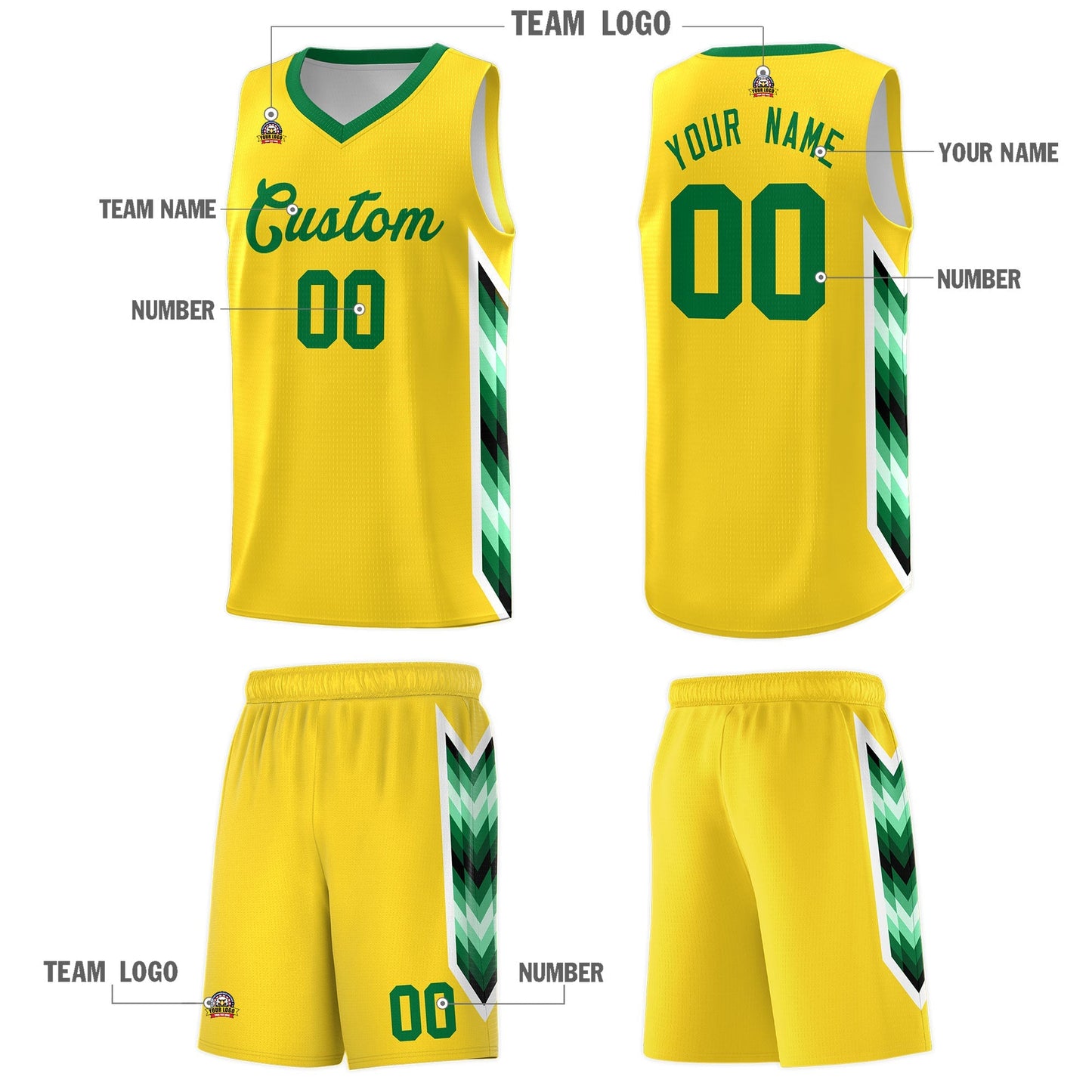 Custom Gold Mosaic Gradient Fashion Sports Uniform Basketball Jersey Limited