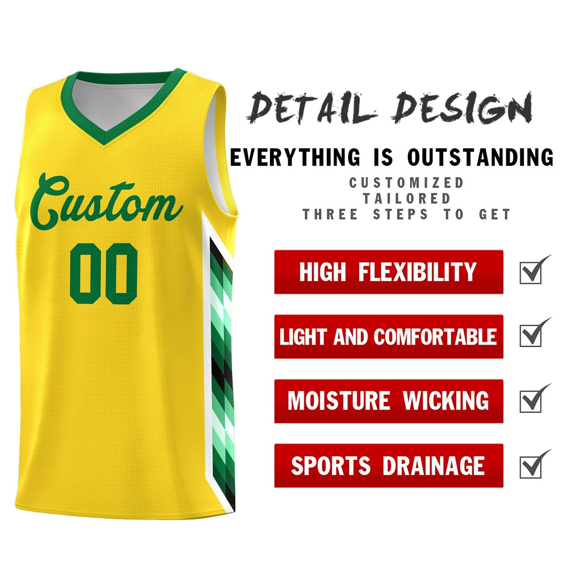 Custom Gold Mosaic Gradient Fashion Sports Uniform Basketball Jersey Limited