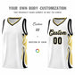 Custom White Black-Old Gold Graffiti Pattern Side Curve Pattern Sports Uniform Basketball Jersey Sets Limited