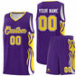 Custom Purple Gold-White Graffiti Pattern Side Curve Pattern Sports Uniform Basketball Jersey Sets