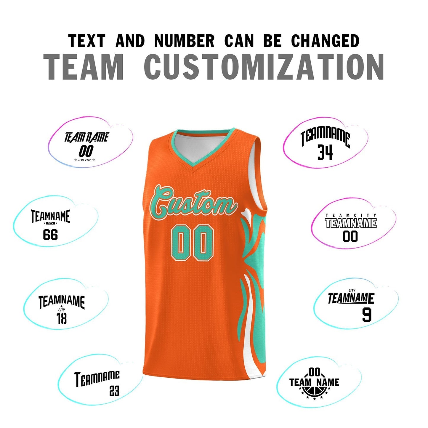 Custom Orange Bright Green-White Graffiti Pattern Side Curve Pattern Sports Uniform Basketball Jersey Sets Limited