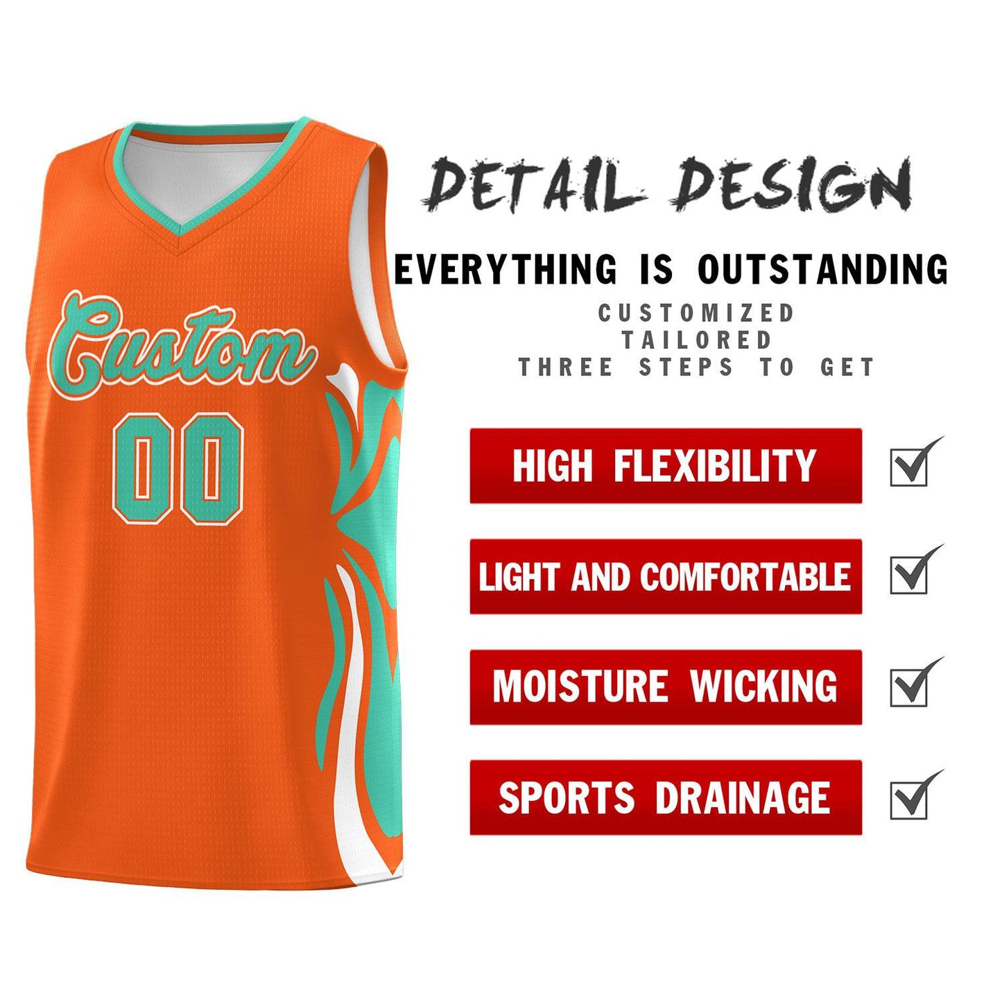 Custom Orange Bright Green-White Graffiti Pattern Side Curve Pattern Sports Uniform Basketball Jersey Sets Limited