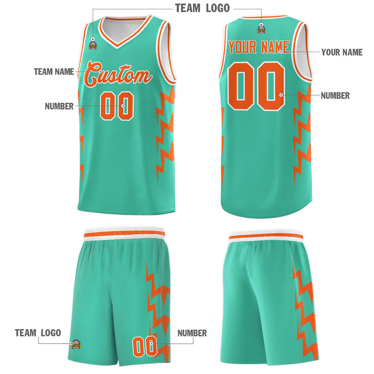 Custom Bright Green Side Lightning Pattern Sports Uniform Basketball Jersey Limited