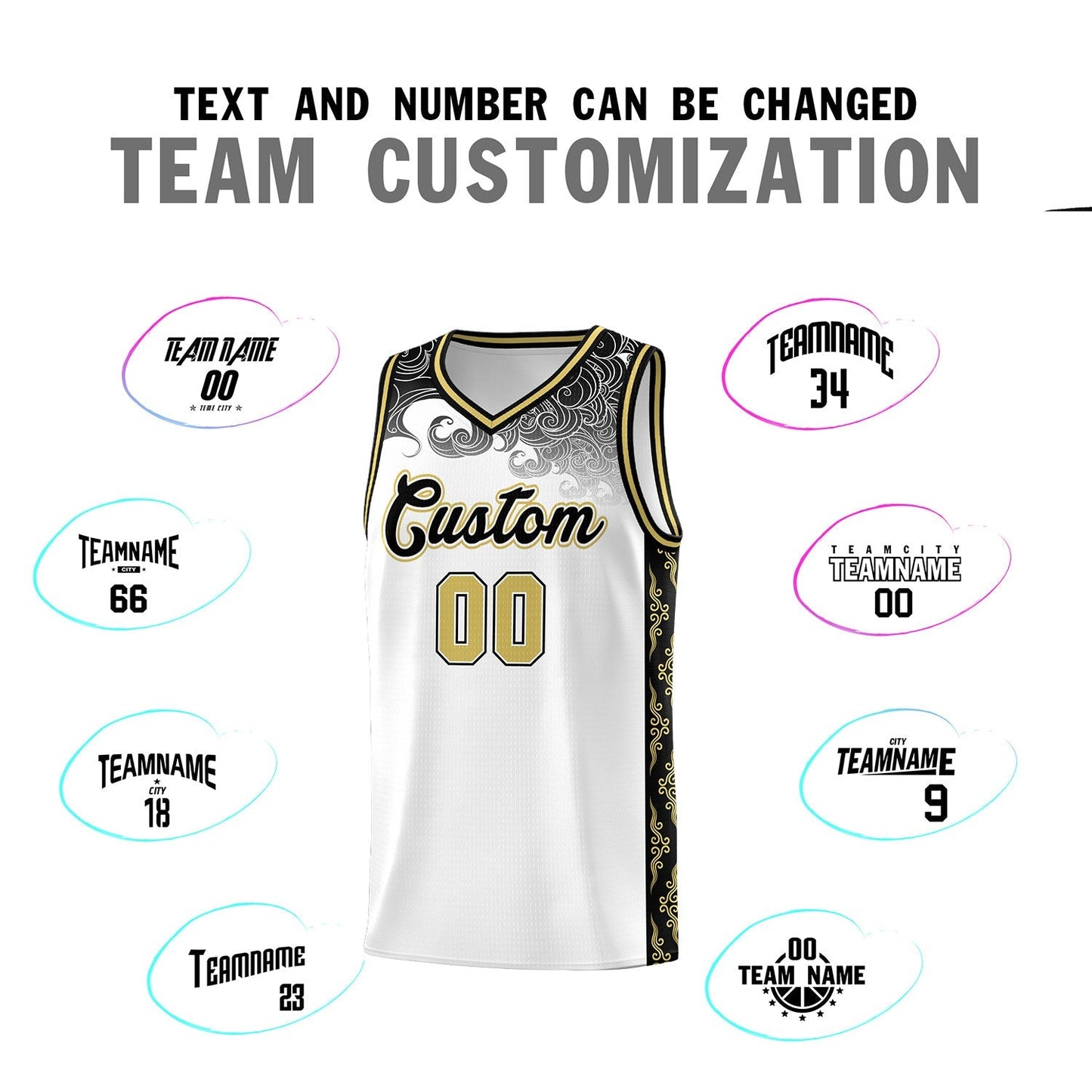 Custom White Personalized Cloud Pattern Sports Sets Uniform Basketball Jersey Limited