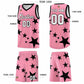 Custom Light Pink Black Graffiti Pattern Star Print Basketball Jersey Sets Limited