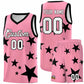 Custom Light Pink Black Graffiti Pattern Star Print Basketball Jersey Sets
