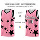 Custom Light Pink Black Graffiti Pattern Star Print Basketball Jersey Sets Limited