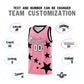 Custom Light Pink Black Graffiti Pattern Star Print Basketball Jersey Sets Limited