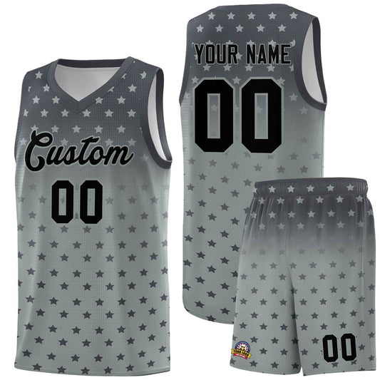 Custom Dark Gray Silver Gradient Start Pattern Basketball Jersey Sets