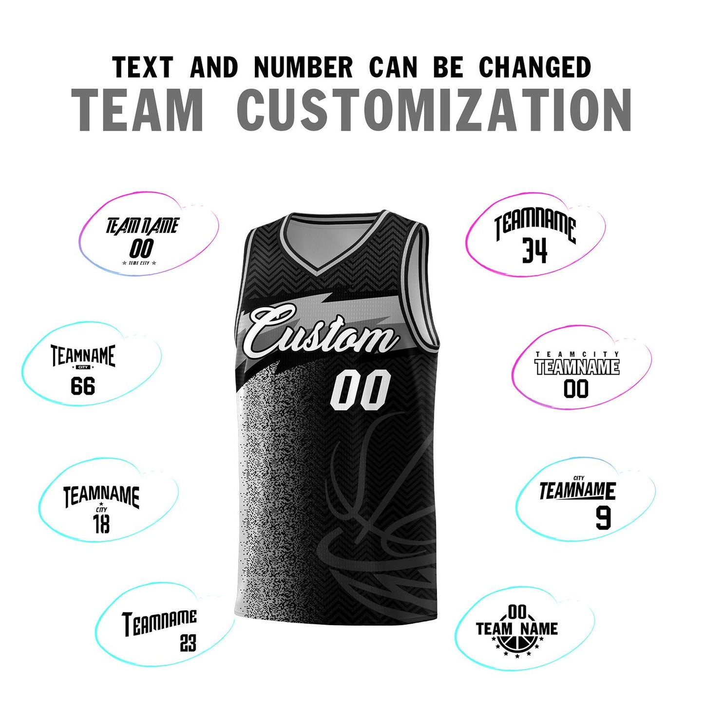 Custom Black Dot Scatter Graffiti Pattern Sports Uniform Basketball Jersey Limited