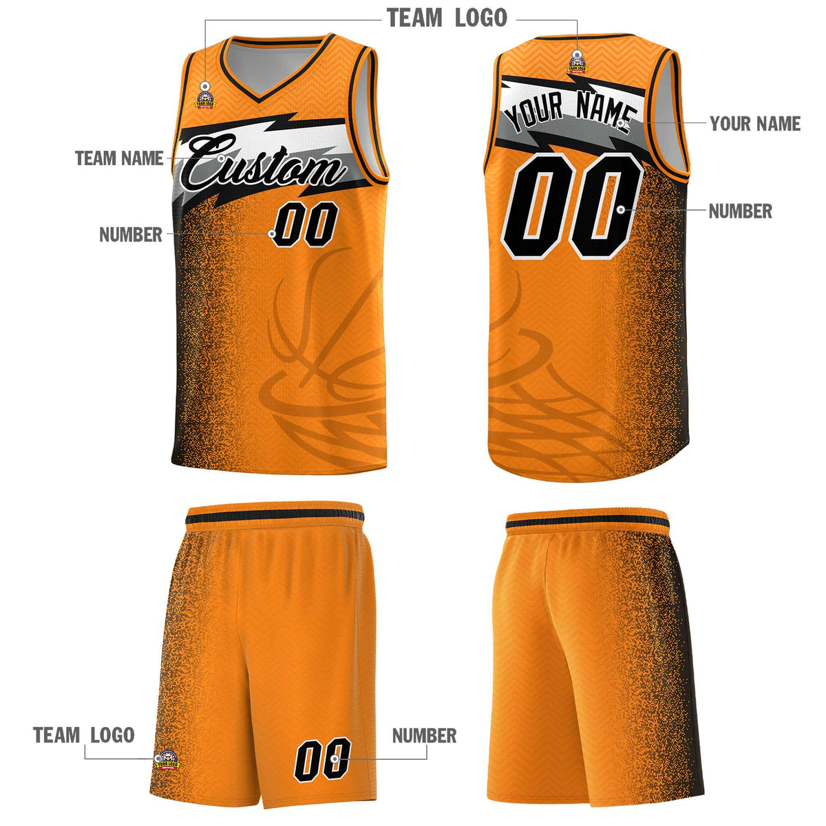 Custom Broncos Orange Dot Scatter Graffiti Pattern Sports Uniform Basketball Jersey Limited