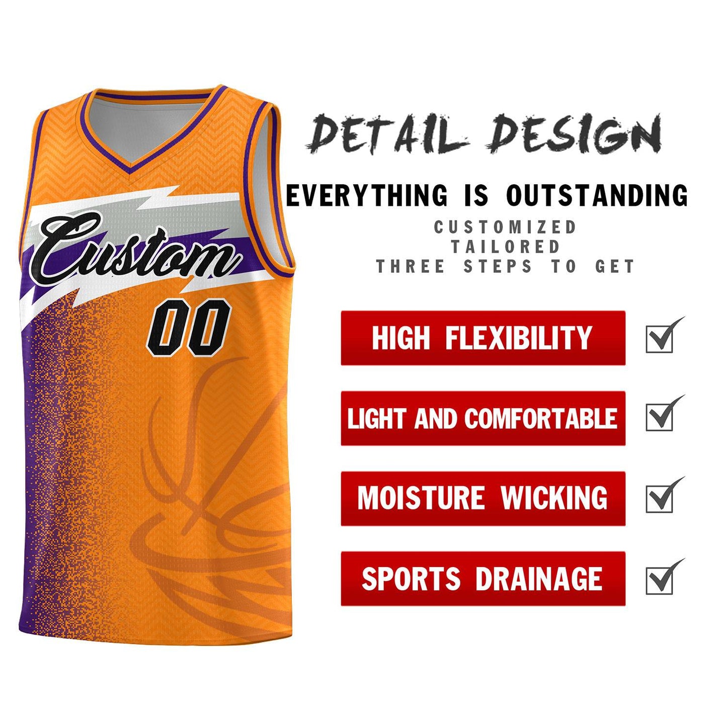 Custom Broncos Orange Dot Scatter Graffiti Pattern Sports Uniform Basketball Jersey Limited