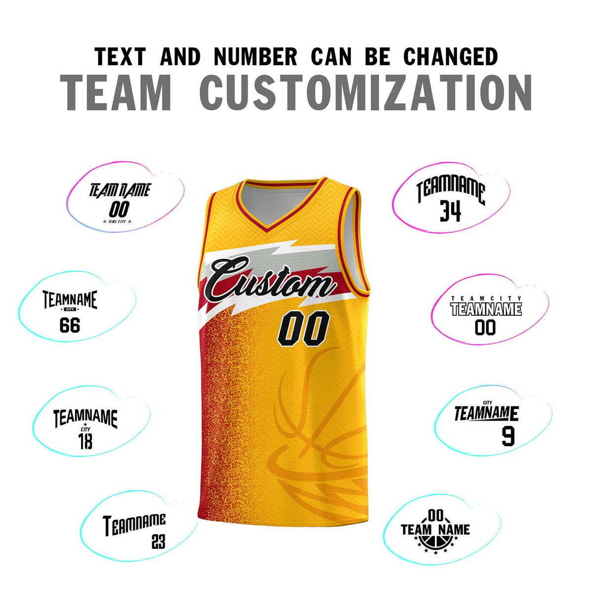 Custom Gold Dot Scatter Graffiti Pattern Sports Uniform Basketball Jersey Limited