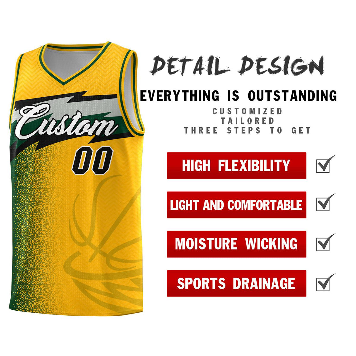 Custom Gold Dot Scatter Graffiti Pattern Sports Uniform Basketball Jersey Limited