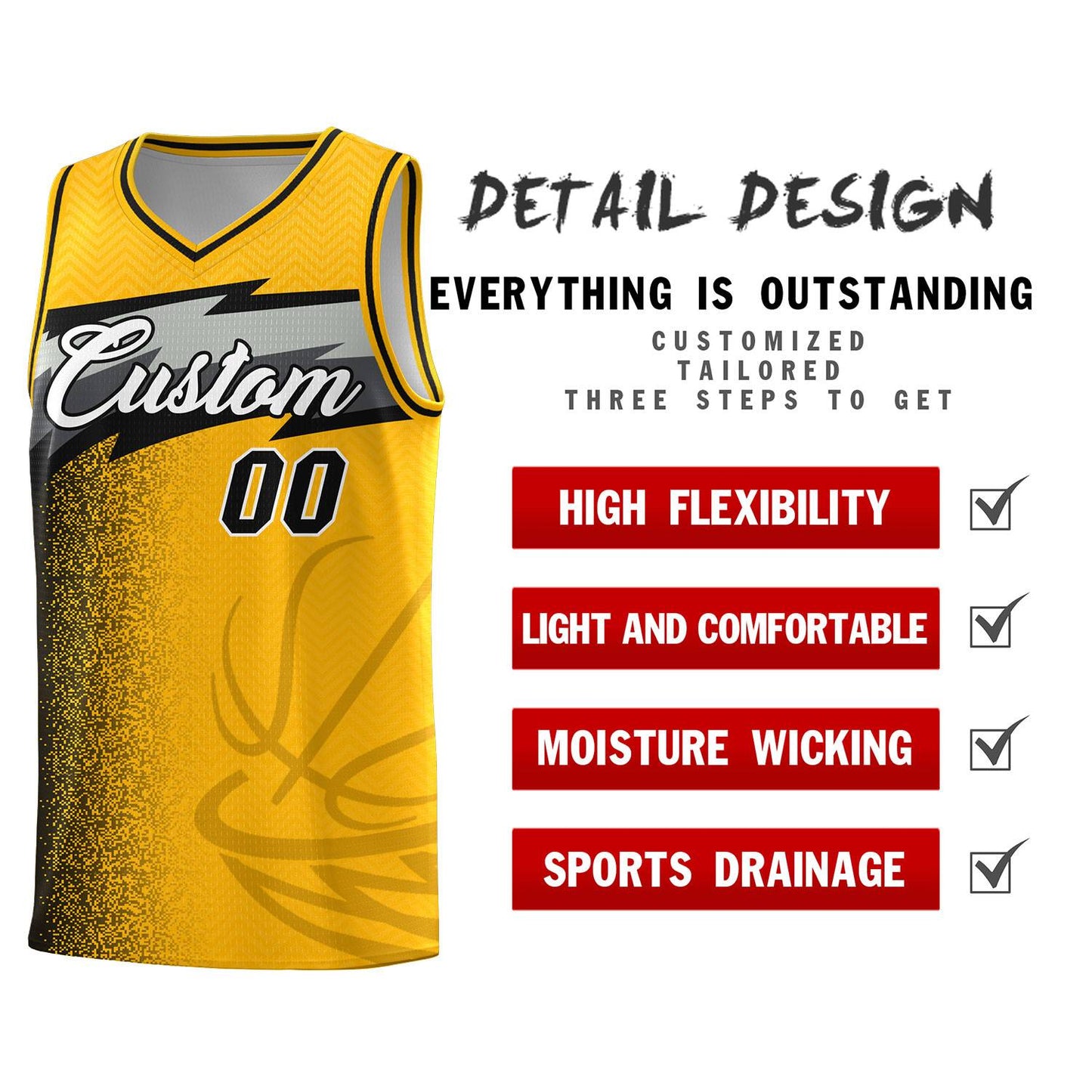 Custom Gold Dot Scatter Graffiti Pattern Sports Uniform Basketball Jersey Limited